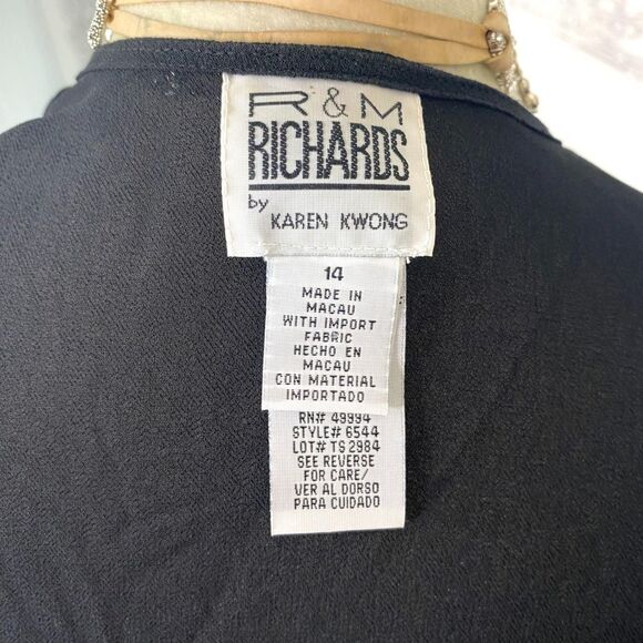 R&M Richards Whimsygoth Beaded Open Front Black Mesh Cardigan 14 / L - Picture 7 of 8